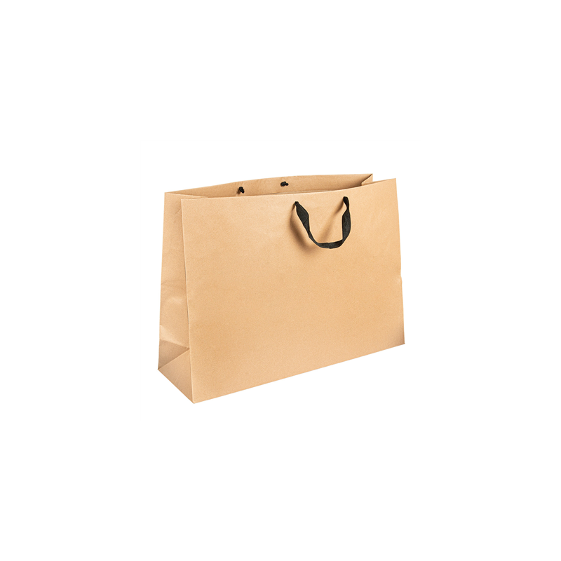 SACS SOS AVEC ANSES EN COTON NOIR  110 G/M2 60+18x42 CM NATUREL KRAFT (50 UNITÉ)