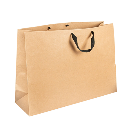 Image SACS SOS AVEC ANSES EN COTON NOIR  110 G/M2 60+18x42 CM NATUREL KRAFT (50 UNITÉ) #1