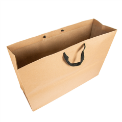 Image SACS SOS AVEC ANSES EN COTON NOIR  110 G/M2 60+18x42 CM NATUREL KRAFT (50 UNITÉ) #3