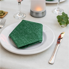 Image SERVIETTES P. 1/4 'JAZZ' 55 G/M2 40x40 CM VERT JAGUAR AIRLAID (700 UNITÉ) #3