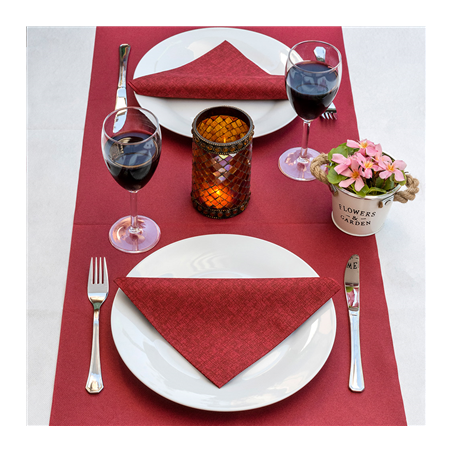 "TÊTE-À-TÊTE" PRÉ. 120CM (20 FEU.) 'JAZZ' 55 G/M2 0,40x24 M BORDEAUX AIRLAID (6 UNITÉ)