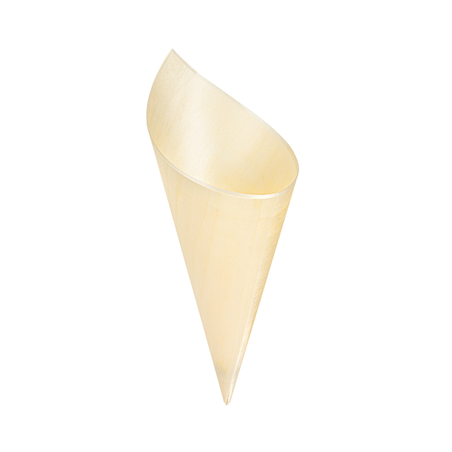 Image CORNETS EN FEUILLE DE PEUPLIER  22 CM NATUREL BOIS (500 UNITÉ) #1