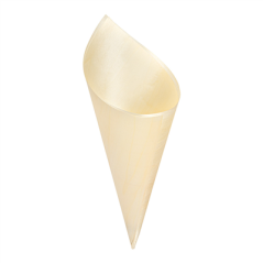 Image CORNETS EN FEUILLE DE PEUPLIER 24 CM NATUREL BOIS (500 UNITÉ) #1