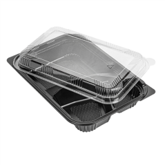 Image COFFRETS POUR REPAS 3 COMPART.  22,7x14,7x3,5 CM NOIR PP (200 UNITÉ) #3