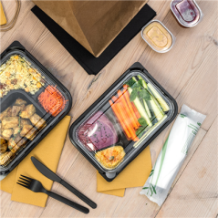 Image COFFRETS POUR REPAS 3 COMPART.  22,7x14,7x3,5 CM NOIR PP (200 UNITÉ) #6