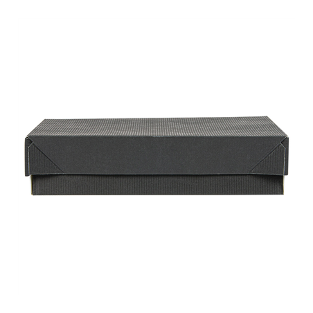 PLATEAUX + COUVERCLE 'THEPACK' 230 G/M2 19,5x11x4,5 CM NOIR CARTON ONDULÉ NANO-MICRO (200 UNITÉ)
