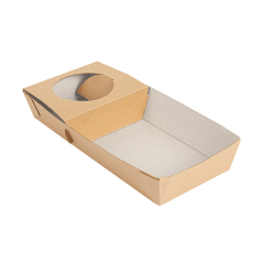 Image PLATEAUX REPAS À EMPORTER 1 VERRE+1 COMPART. 'THEPACK' 280 G/M2 25x12x4 CM NATUREL CARTON ONDULÉ NANO-MICRO (400 UNITÉ) #1