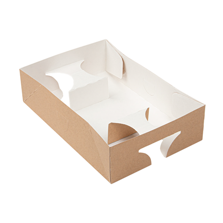 Image PLATEAUX REPAS À EMPORTER 4 VERRES+1 COMPART. 'THEPACK' 280 G/M2 25,3x17x6,5 CM NATUREL CARTON ONDULÉ NANO-MICRO (300 UNIT