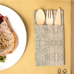 SERVIETTES KANGOUROU ECOLABEL 'DOUBLE POINT - DAKAR' 19 G/M2 39x40 CM NATUREL OUATE RECYCLÉE (1400 UNITÉ)