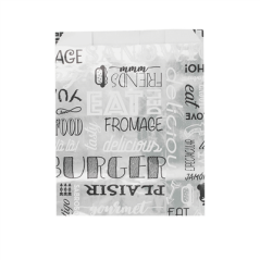 Image SACHETS POUR FRITURES 'PAROLE' 35+20 G/M2 12+6x14 CM ARGENTE PARCHEMIN + ALUMINIUM (500 UNITÉ) #1