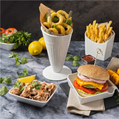 Image GOBELETS POUR FRITURES  Ø11,8x19,8 CM BLANC PORCELAINE (6 UNITÉ) #4