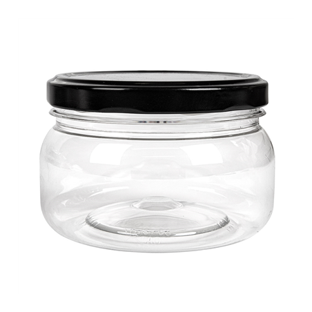 POT AVEC COUVERCLE 250 ML Ø10x6,5 CM TRANSPARENT PET (154 UNITÉ)