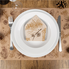 SERVIETTES "DOUBLE POINT" ECOLABEL 'WINTER' 19 G/M2 40x40 CM NATUREL OUATE RECYCLÉE (1200 UNITÉ)