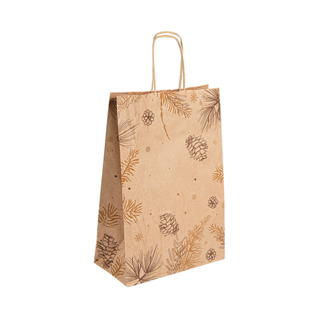 Image SACS SOS AVEC ANSES 'WINTER' 80 G/M2 20+10x29 CM NATUREL KRAFT (250 UNITÉ) #1