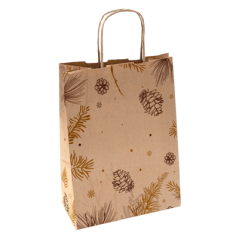 Image SACS SOS AVEC ANSES 'WINTER' 80 G/M2 26+14x32 CM NATUREL KRAFT (250 UNITÉ) #1