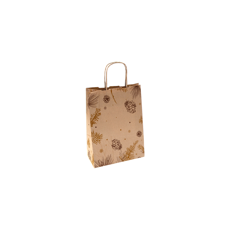 SACS SOS AVEC ANSES 'WINTER' 80 G/M2 26+14x32 CM NATUREL KRAFT (250 UNITÉ)