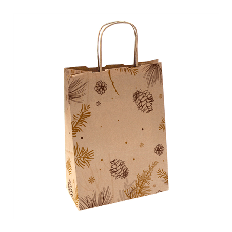 Image SACS SOS AVEC ANSES 'WINTER' 80 G/M2 26+14x32 CM NATUREL KRAFT (250 UNITÉ) #1