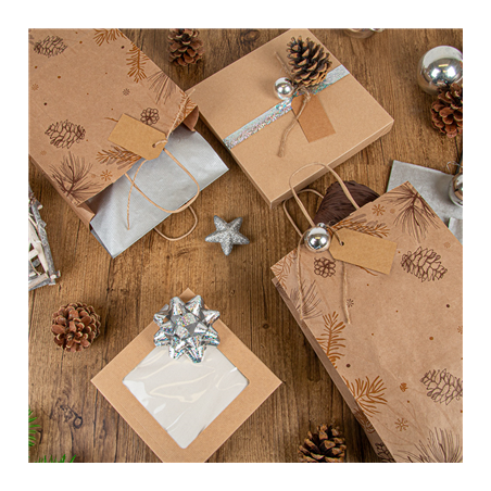 SACS SOS AVEC ANSES 'WINTER' 80 G/M2 26+14x32 CM NATUREL KRAFT (250 UNITÉ)