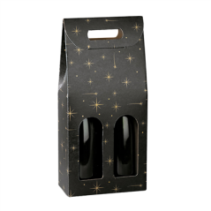 Image CARTONS 2 BOUTEILLES 'CONSTELLATION'  18x9x38,5 CM NOIR CARTON (30 UNITÉ) #1