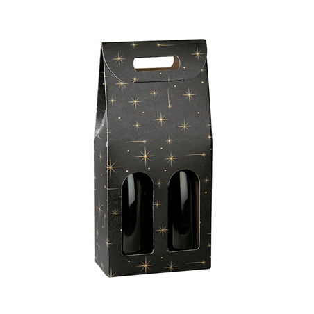Image CARTONS 2 BOUTEILLES 'CONSTELLATION'  18x9x38,5 CM NOIR CARTON (30 UNITÉ) #1