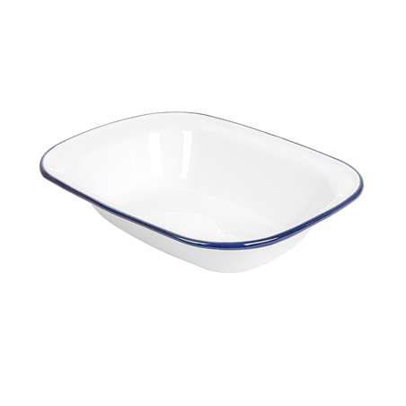 Image BOLS RECTANGULAIRES 'ENAMELWARE' 980 ML 26x19x5,5 CM BLANC ACIER ÉMAILLÉ (6 UNITÉ) #1