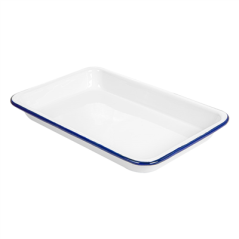 Image PLATEAUX RECTANGULAIRES 'ENAMELWARE' 23x15x2,5 CM BLANC ACIER ÉMAILLÉ (6 UNITÉ) #1