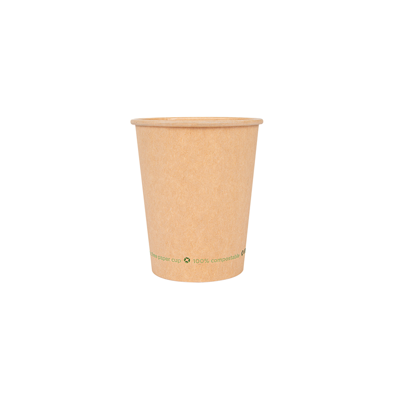 GOBELETS BOISSONS FROIDES ET CHAUDES 1 PAROI 240 ML 280 G/M2 Ø8/5,6x9,2 CM MARRON CARTON (1000 UNITÉ)