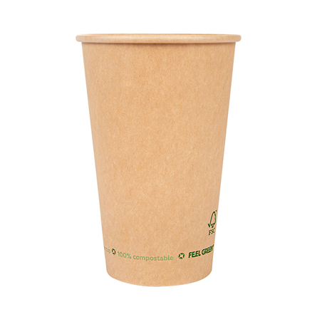 Image GOBELETS BOISSONS FROIDES ET CHAUDES 1 PAROI 480 ML 300 G/M2 Ø9/6x13,2 CM MARRON CARTON (1000 UNITÉ) #1