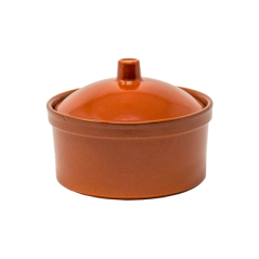 Image COCOTTE EN FAÏENCE AVEC COUVERCLE 350 ML Ø 12x6 CM MARRON ROUGEATRE CERAMIQUE (20 UNITÉ) #1