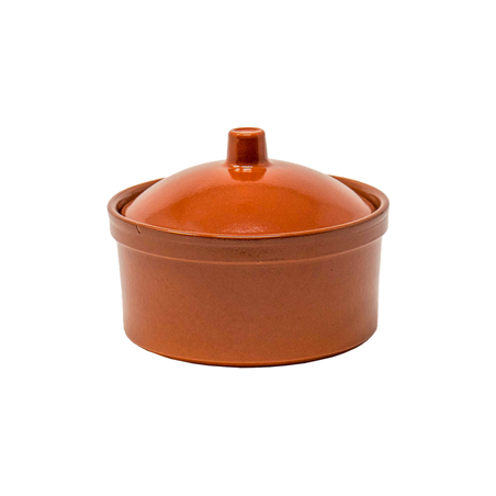 Image COCOTTE EN FAÏENCE AVEC COUVERCLE 350 ML  Ø 12x6 CM MARRON ROUGEATRE CERAMIQUE (20 UNITÉ) #1