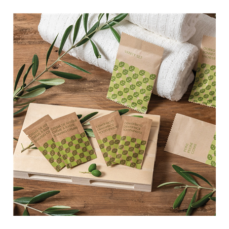VANITY SET EN SACHET KRAFT 'NATURAL'  6x10,5 CM (250 UNITÉ)