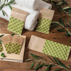 BONNETS DOUCHE EN SACHETS KRAFT 'NATURAL'  6X10,5 CM BLANC PE (250 UNITÉ)