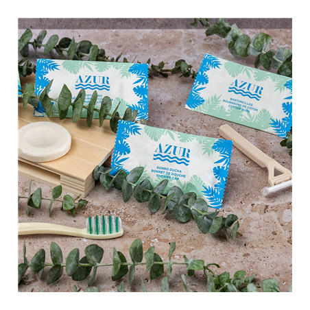 BONNETS DOUCHE EN SACHETS BLANC 'AZUR'  6X10,5 CM BLANC PE (250 UNITÉ)