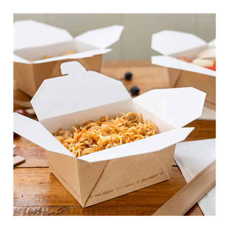 BOÎTES AMÉRICAINES MICRO-ONDABLES 'THEPACK' 780 ML 220 G/M2 11,3x9x6,3 CM NATUREL CARTON ONDULÉ NANO-MICRO (500 UNITÉ)