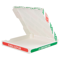 Image BOÎTES PIZZA 'THEPACK' 330 G/M2 24x24x3 CM BLANC CARTON ONDULÉ MICROCANAL (100 UNITÉ) #6