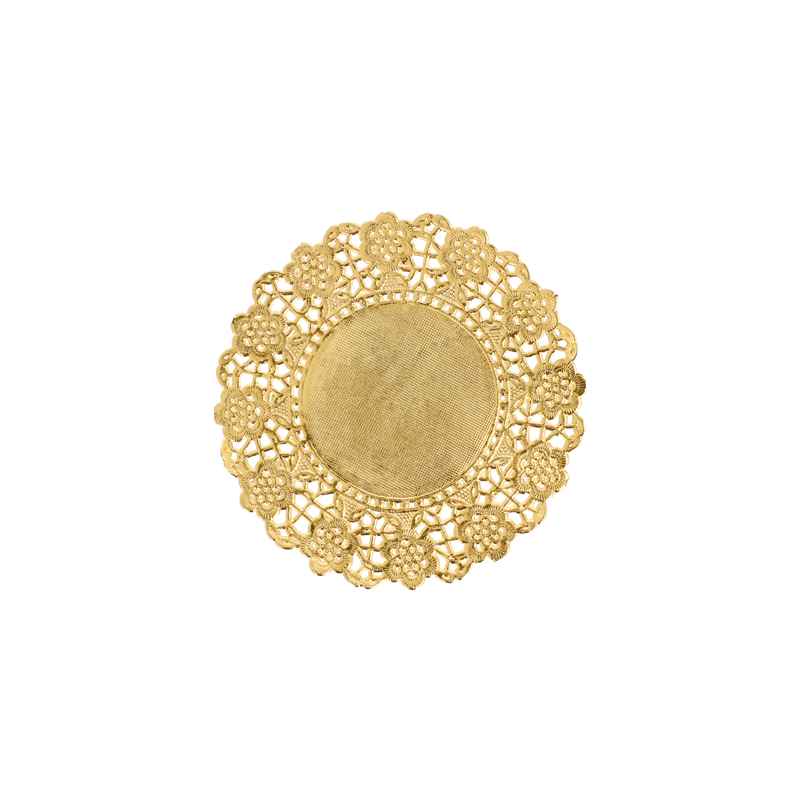 DENTELLES RONDES MÉTALISÉES  40 G/M2 + 20 G/M2 Ø 12 CM DORE LITOS MET. (100 UNITÉ)