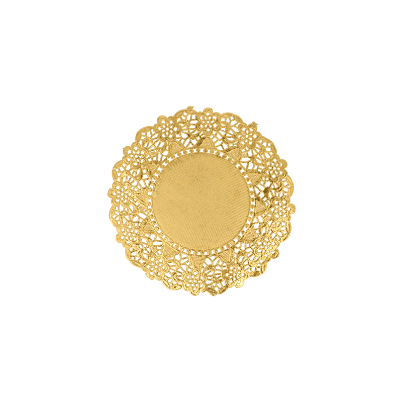 DENTELLES RONDES MÉTALISÉES  40 G/M2 + 20 G/M2 Ø 14 CM DORE LITOS MET. (100 UNITÉ)