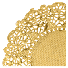 DENTELLES RONDES MÉTALISÉES  40 G/M2 + 20 G/M2 Ø 14 CM DORE LITOS MET. (100 UNITÉ)