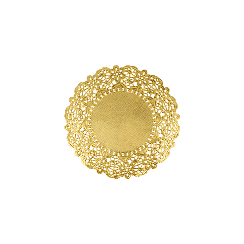 DENTELLES RONDES MÉTALISÉES  40 G/M2 + 20 G/M2 Ø 16,5 CM DORE LITOS MET. (100 UNITÉ)