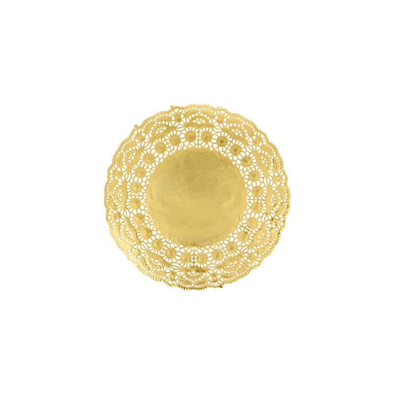 DENTELLES RONDES MÉTALISÉES  40 G/M2 + 20 G/M2 Ø 19 CM DORE LITOS MET. (100 UNITÉ)