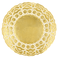Image DENTELLES RONDES MÉTALISÉES  40 G/M2 + 20 G/M2 Ø 21,5 CM DORE LITOS MET. (100 UNITÉ) #1