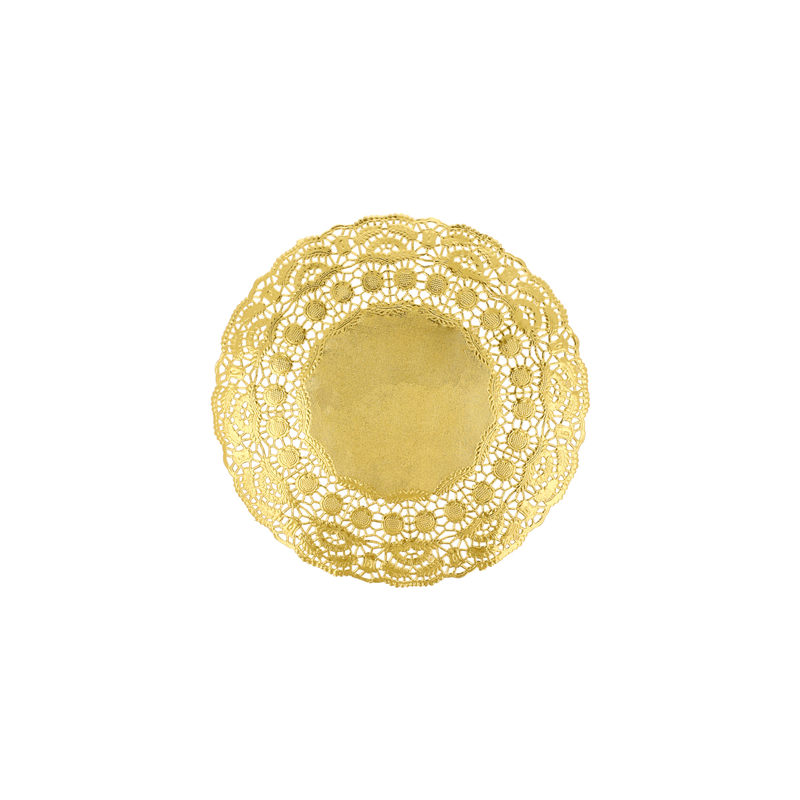 DENTELLES RONDES MÉTALISÉES  40 G/M2 + 20 G/M2 Ø 21,5 CM DORE LITOS MET. (100 UNITÉ)