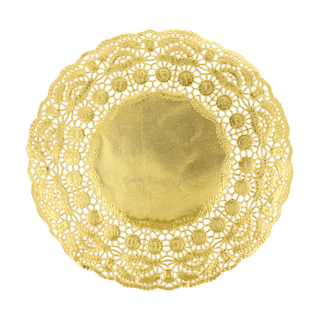 Image DENTELLES RONDES MÉTALISÉES  40 G/M2 + 20 G/M2 Ø 24 CM DORE LITOS MET. (100 UNITÉ) #1