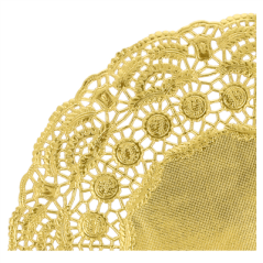 DENTELLES RONDES MÉTALISÉES  40 G/M2 + 20 G/M2 Ø 24 CM DORE LITOS MET. (100 UNITÉ)