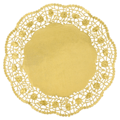 Image DENTELLES RONDES MÉTALISÉES  40 G/M2 + 20 G/M2 Ø 27 CM DORE LITOS MET. (100 UNITÉ) #1