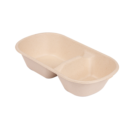 Image LUNCH BOXES 2 COMPART. 'BIONIC' 850 ML 23,5x13,1x4,6 CM NATUREL BAGASSE (500 UNITÉ) #1
