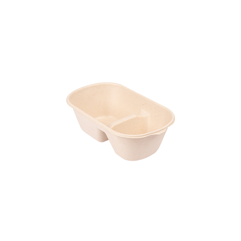 LUNCH BOXES 2 COMPART. 'BIONIC' 1000 ML 22x12,9x6,85 CM NATUREL BAGASSE (500 UNITÉ)