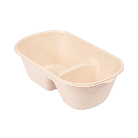 Image LUNCH BOXES 2 COMPART. 'BIONIC' 1000 ML 22x12,9x6,85 CM NATUREL BAGASSE (500 UNITÉ) #1