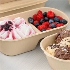 Image LUNCH BOXES 2 COMPART. 'BIONIC' 1000 ML 22x12,9x6,85 CM NATUREL BAGASSE (500 UNITÉ) #4