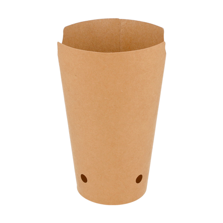 GOBELET À FRITES AVEC FERMETURE 16OZ - 480 ML 200 + 25PE G/M2 8,5x14 CM MARRON CARTON (50 UNITÉ)